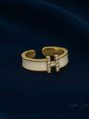 'H' Enamel Cuff Ring
