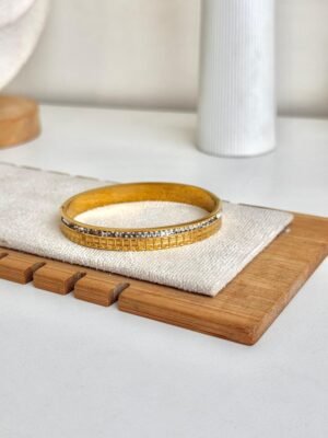 Bangle - Dual-Texture Radiance: Geometric & Pavé Bangle