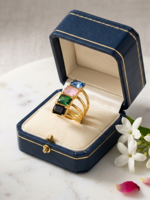4 Sufi Rings Combo (Black, Green, Blue, Pink)